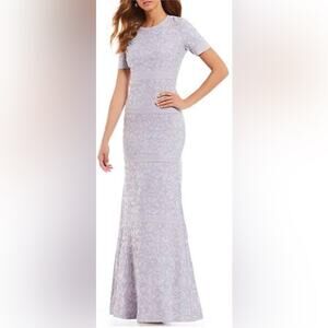 Badgley Mischka Lavender Lace Maxi Dress